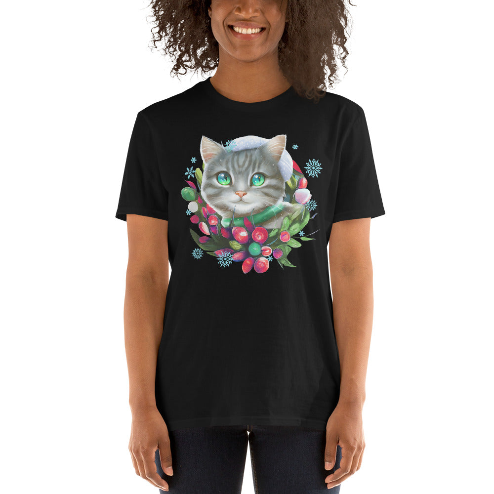 Short-Sleeve Christmas Kitty T-Shirt