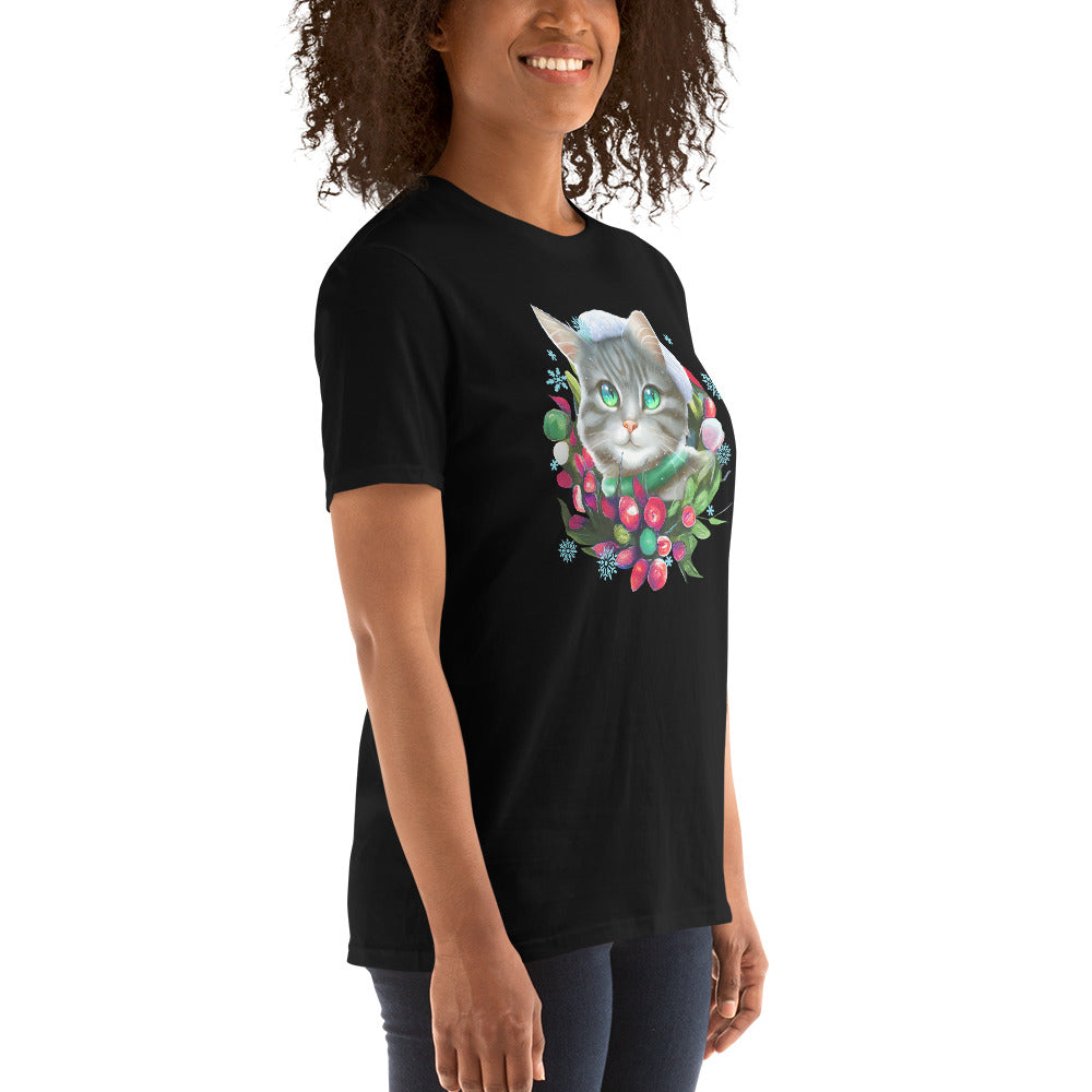 Short-Sleeve Christmas Kitty T-Shirt