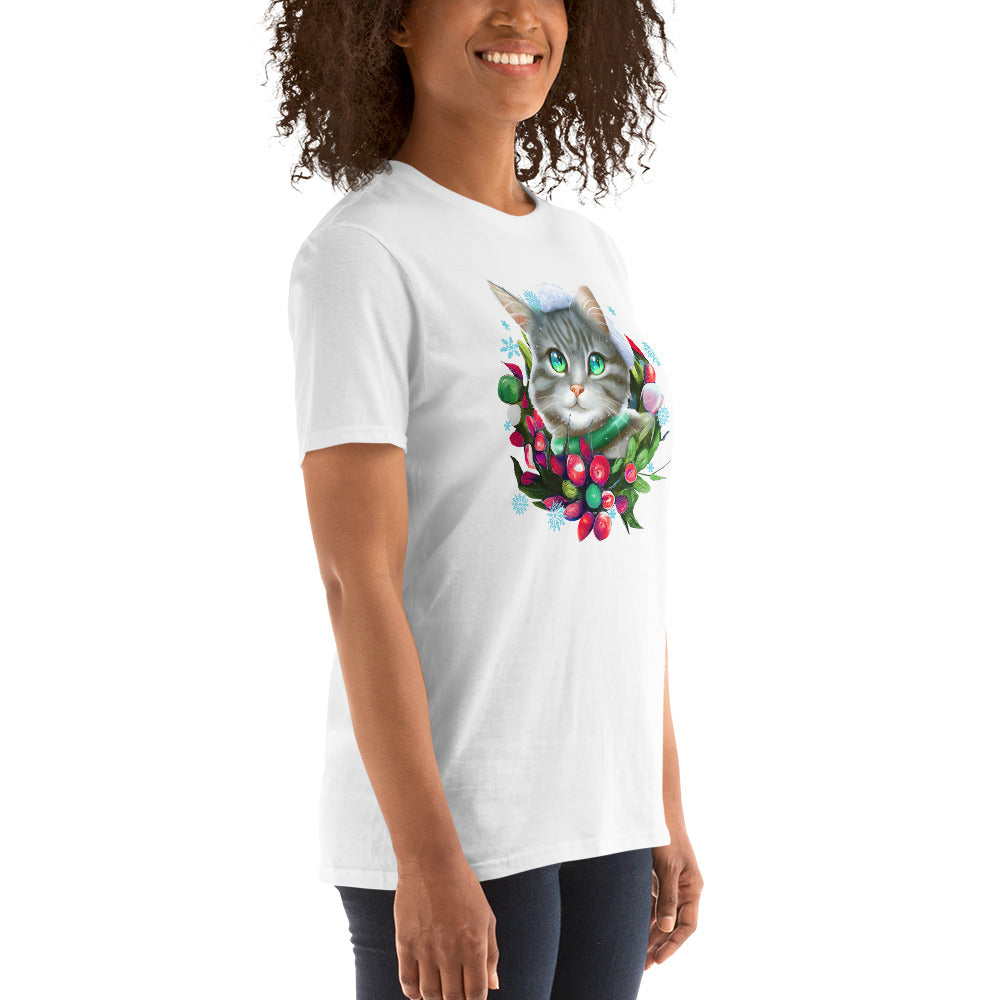 Short-Sleeve Christmas Kitty T-Shirt