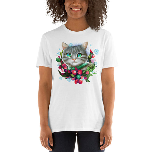 Short-Sleeve Christmas Kitty T-Shirt